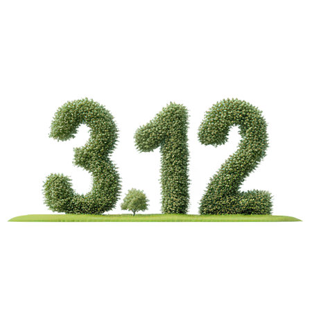 Number 2012 made of green leaves isolated on white background with clipping pathの素材