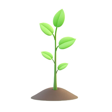 Green plant isolated on a white background. 3d render illustration.の素材