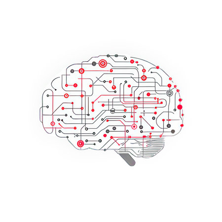 Human brain with circuit board. Artificial intelligence concept. Vector illustration.の素材