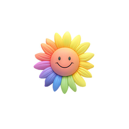 Smiling sunflower isolated on a white background. Vector illustration.の素材
