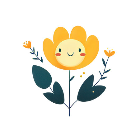 Cute cartoon sunflower on a white background. Vector illustration.の素材