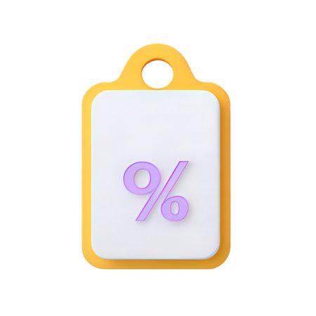 Clipboard with percent sign on a white background. 3d renderingの素材