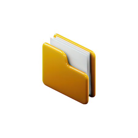 Yellow folder icon isolated on white background. 3d render. File icon.の素材