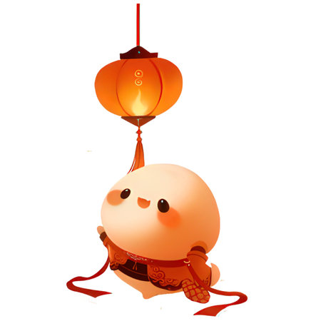 Happy Chinese New Year. Cute little bird with lanterns.の素材