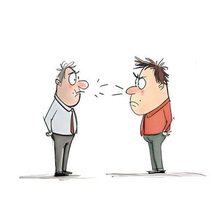 cartoon man talking to another man on white background, vector illustrationの素材