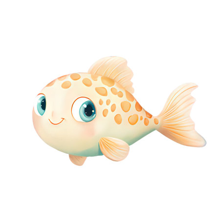 Cartoon cute fish isolated on white background. Vector illustration for your designの素材