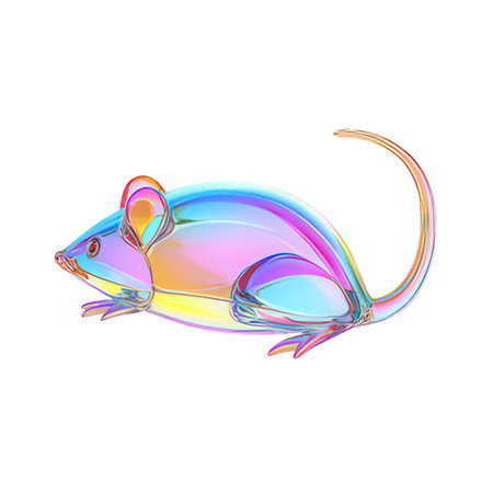 Illustration of a rainbow mouse isolated on a white background. Vector illustration.の素材