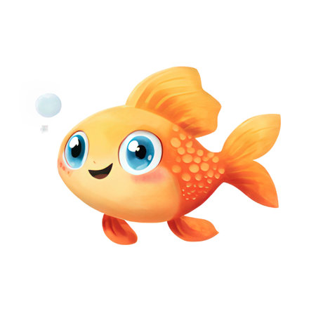 cartoon goldfish isolated on white background. illustration for children.の素材
