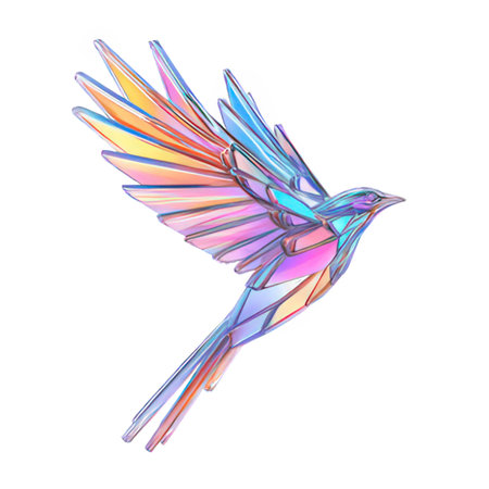 Colorful bird isolated on a white background. 3d rendering.の素材