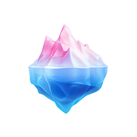 Ice crystal isolated on white background. 3d rendering, 3d illustration.の素材