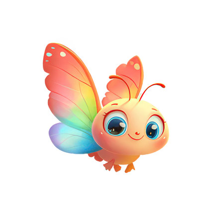Cute cartoon butterfly isolated on white background. Vector illustration. Eps 10.の素材