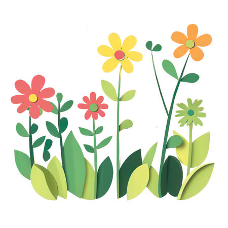 Flowers and leaves on a white background. Vector Illustration.の素材