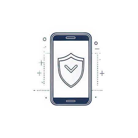 Smartphone with security shield icon. Protection concept. Vector illustration.の素材