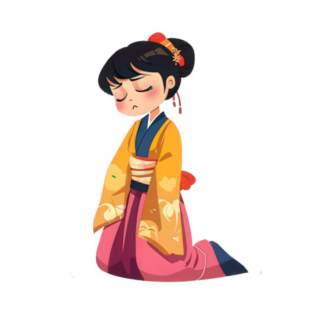 Cute girl in traditional costume. Vector illustrationの素材