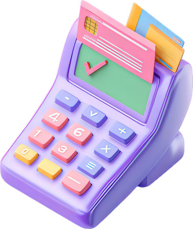 Calculator with credit cards and banknotes on a white backgroundの素材