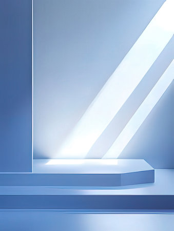 3d rendering of white podium for product presentation. Abstract background.の素材