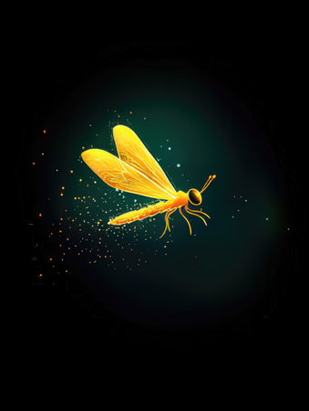 Dragonfly on a black background with space for text. Vector illustration.の素材