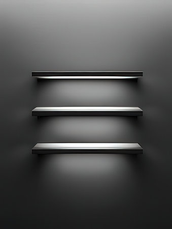 3d render of metal fixtures on the wall. Black background.の素材