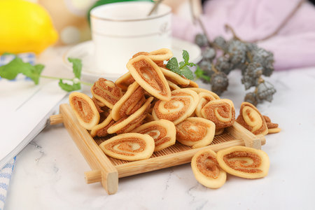 Pancakes with butter and sugar on white marble table, stock photoの素材
