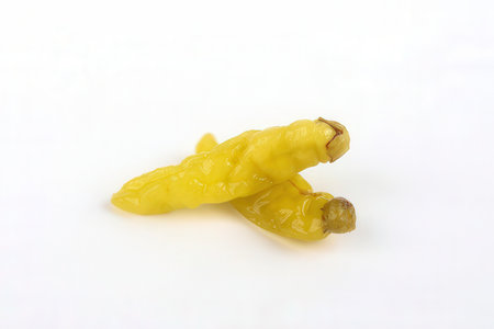 Close up of dried chilli on white background. Isolated.の素材