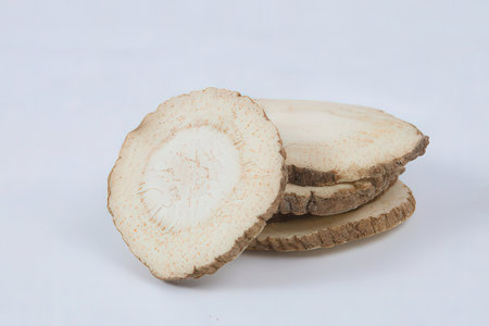 Fresh champignon mushrooms on white background, closeup of photoの素材