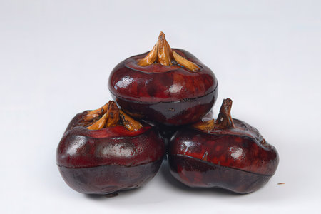 chestnuts on a white background. close-up of chestnutsの素材