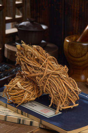 Dried bamboo on the table in a restaurantの素材