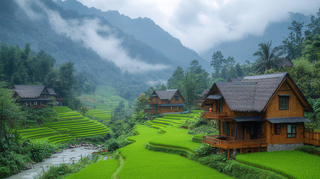 Rice terraces in Sapa, Vietnam. Sapa is a popular tourist destination in Vietnam.の素材