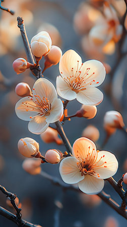 Apricot blossom in spring, close-up, macro.の素材