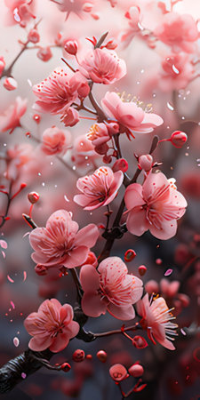 Beautiful cherry blossom in spring time. Floral background.の素材