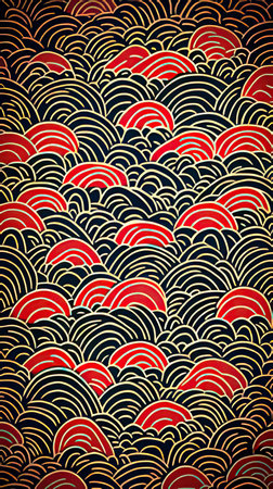 Seamless pattern with abstract waves. Japanese style. Vector illustration.の素材