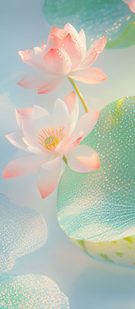 Beautiful lotus flower on the water in soft color and blur styleの素材