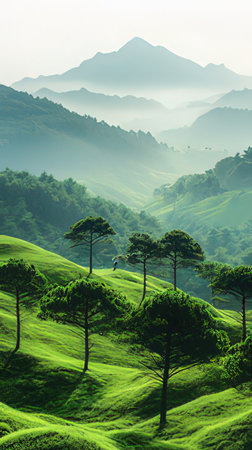 Beautiful landscape of tea plantation at Doi Ang Khang, Chiang Rai, Thailandの素材
