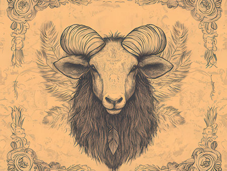 Hand drawn ram. Sketch for tattoo or T-shirt design.の素材