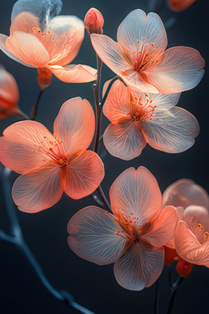 Beautiful spring flowers on a dark background. Close-up.の素材