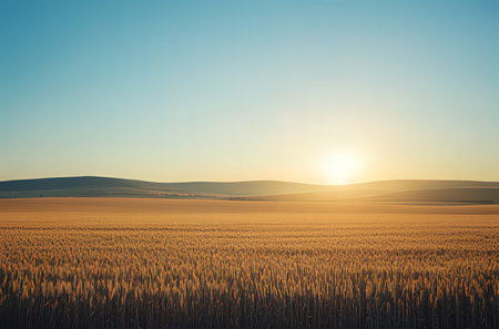 Wheat field at sunset. Beautiful summer landscape. Rural scene.の素材