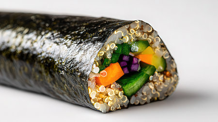 Sushi roll on a white background. Sushi rolls with vegetables. Japanese foodの素材