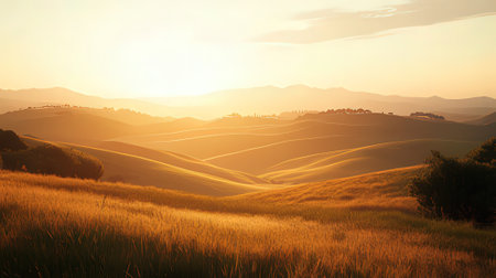 Rural landscape in Tuscany, Italy. Sunrise over the hillsの素材