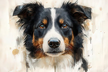 Portrait of a Bernese mountain dog. Digital painting. Illustration.の素材