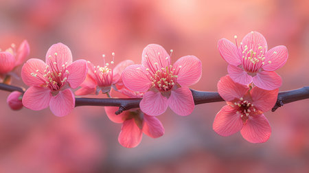 cherry blossom in spring, closeup of beautiful pink flowersの素材