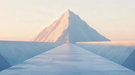 Mountain landscape with snow and clear blue sky. 3d renderingの素材