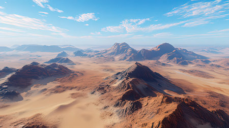 Fantasy alien planet. Mountain and desert. 3D illustration.の素材