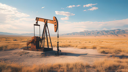Oil pump in the desert. Oil industry. 3d render.の素材