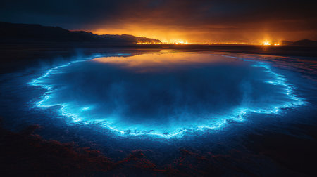 Frozen lake at night in Iceland, Europe. Long exposure.の素材