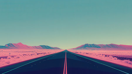 Road in the desert. 3d rendering. Computer digital drawing.の素材