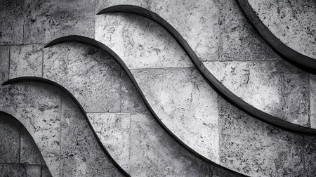 3d rendering of abstract geometric shape on concrete wall background. Futuristic technology style.の素材