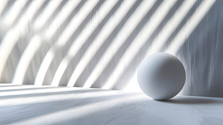 3d rendering of white sphere in a room with shadow on the wallの素材