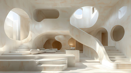 Interior of a marble reception hall. 3D Rendering.の素材