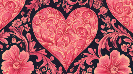 Valentine's day background with hearts and flowers. Vector illustration.の素材