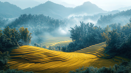 Rice terraces in the morning.の素材